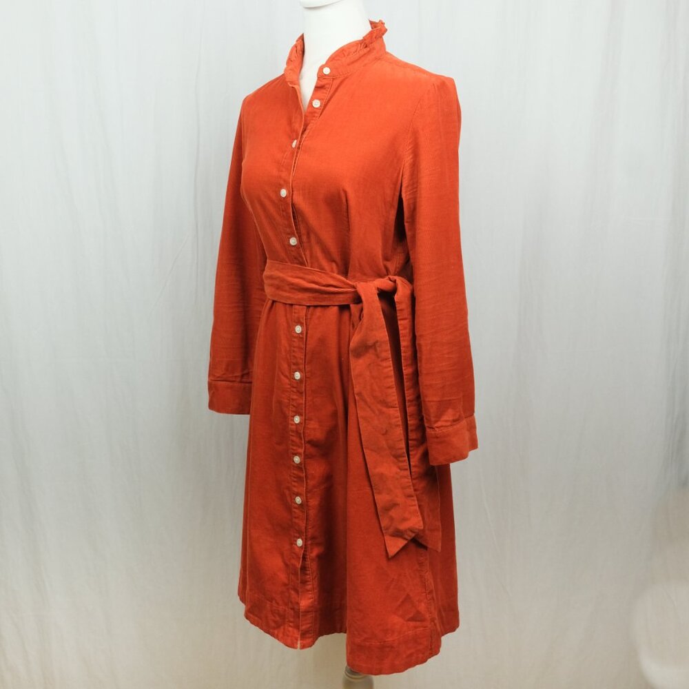 J. Crew | Dresses | Corduroy Ruffle Neck Shirt Dress. size 4 - Picture 5 of 12